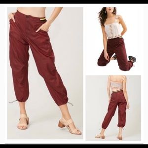 Free People Burgundy Nylon Pants